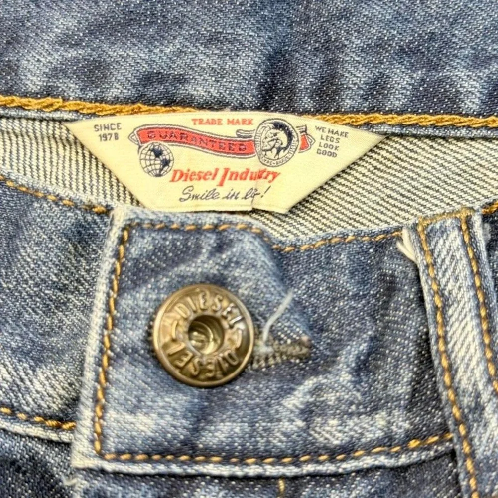 Vintage y2k diesel low rise micro denim cut off shorts, womens 25,‎ frayed hem